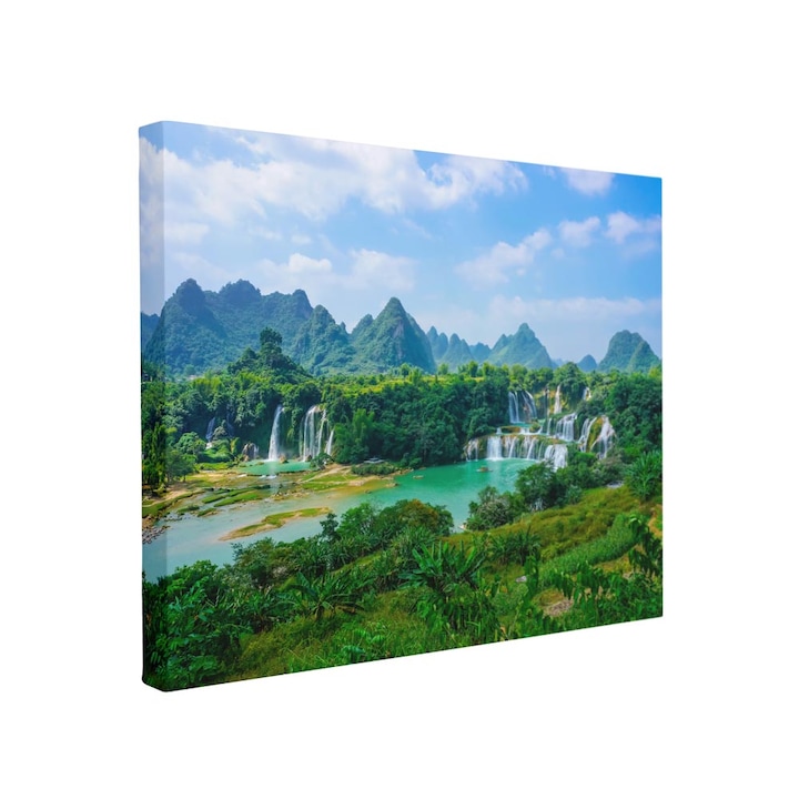 Tablou canvas Intelli®, Decoratiuni moderne pentru Living, Dormitor, Cascada In Padure, F1487, 110x170 cm