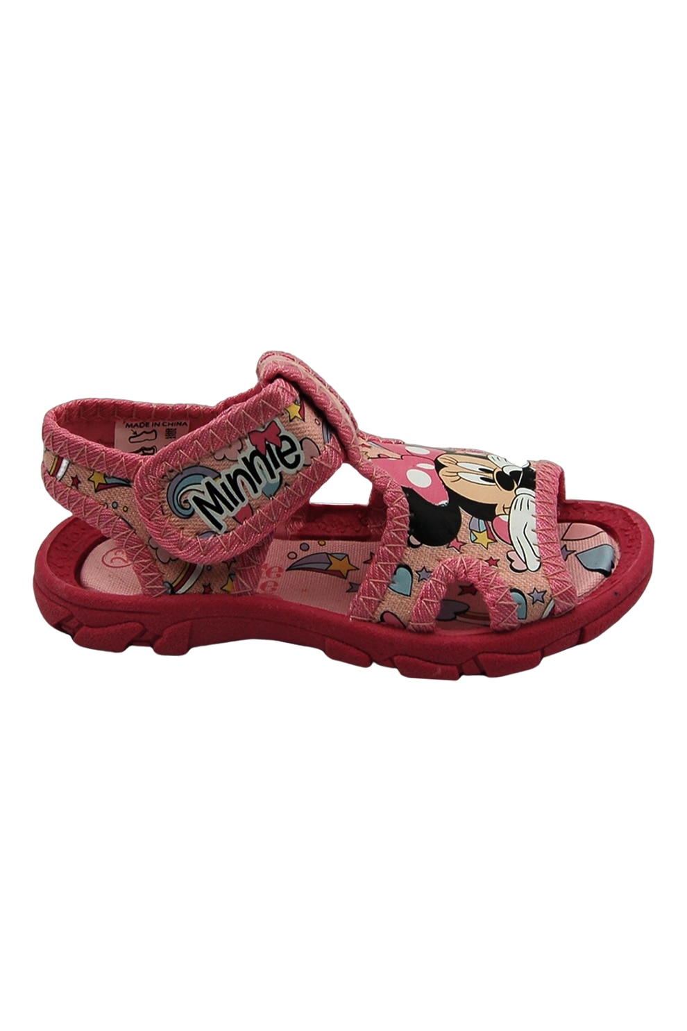 Walt Disney, Sandale cu imprimeu Minnie Mouse si velcro, Roz, 28 EU
