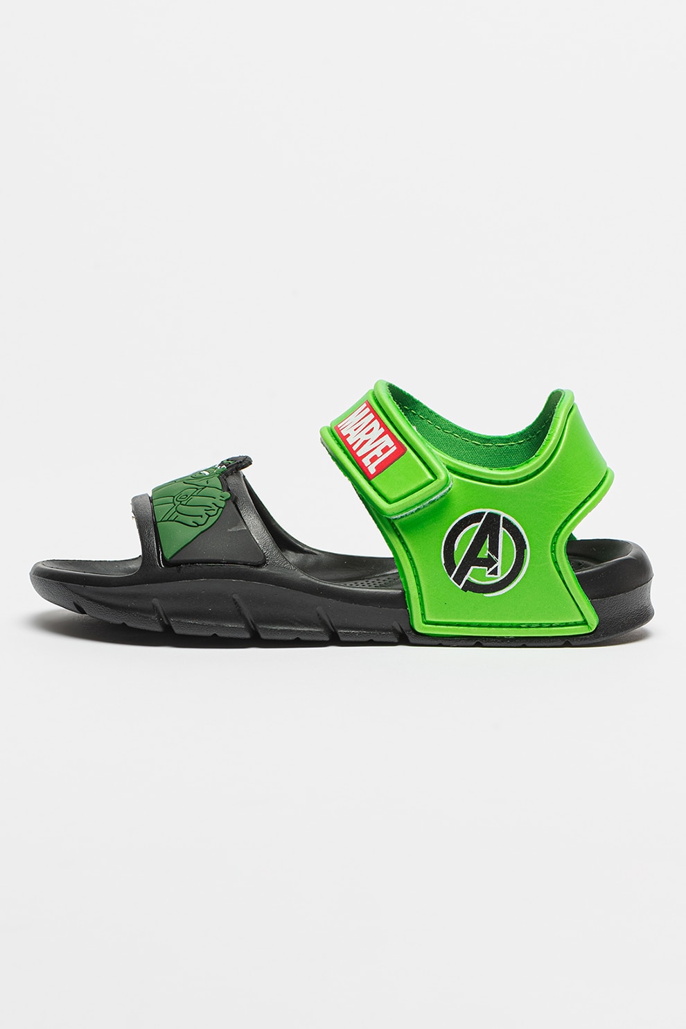 Marvel, Sandale cu inchidere velcro si tematica Marvel, Verde, Negru, 32 EU