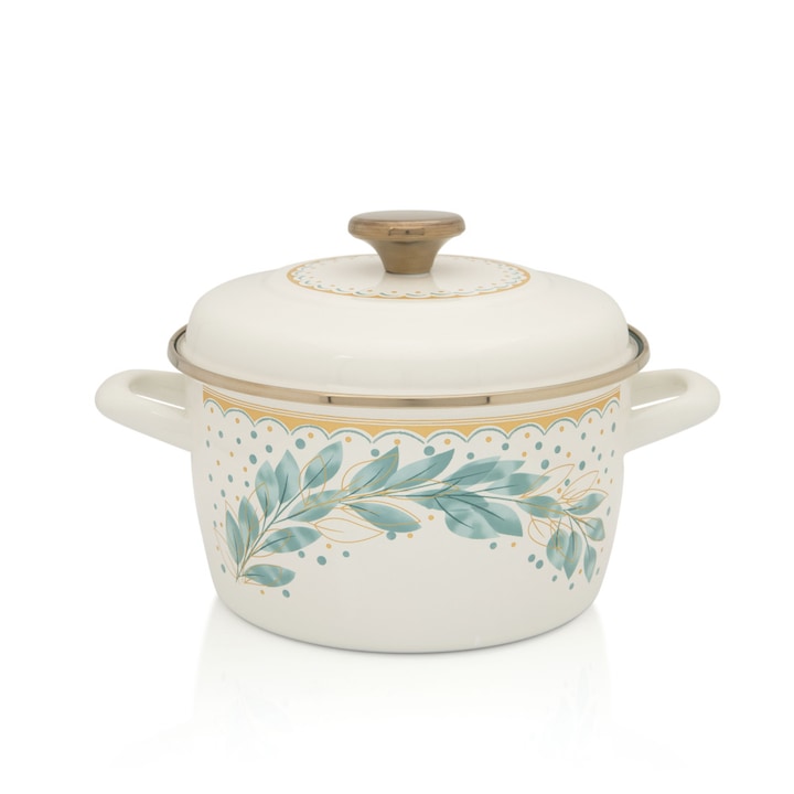 Oala 3.5l cu capac Green Line Metalac email/20cm/3.5l