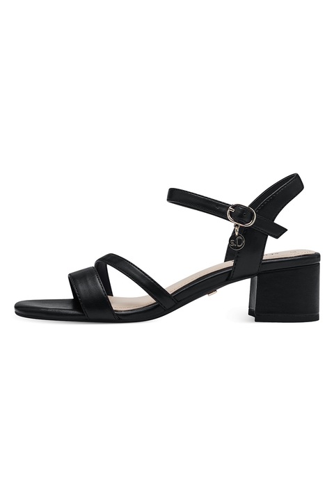 s.Oliver, Сандали от еко кожа с масивен ток, Черен
