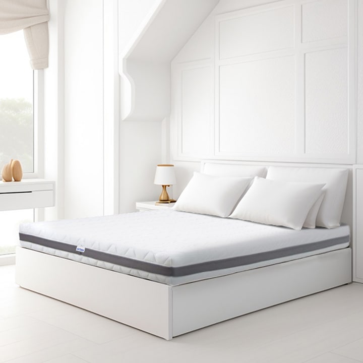 Saltea de pat Ortopedica, Ortopedicus®, Silver Memory, 200x200x21 cm, fara arcuri, memory HD, ioni de argint