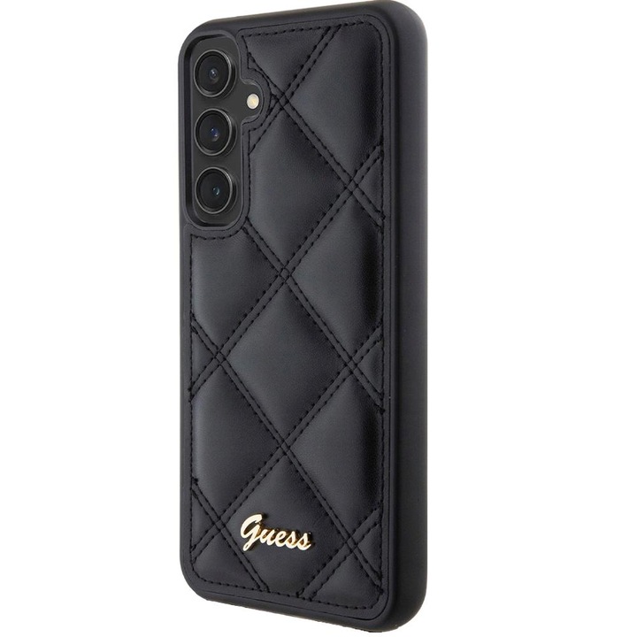 Кейс за Samsung Galaxy S23 FE, Guess, Поликарбонат/Екологична кожа, Черен