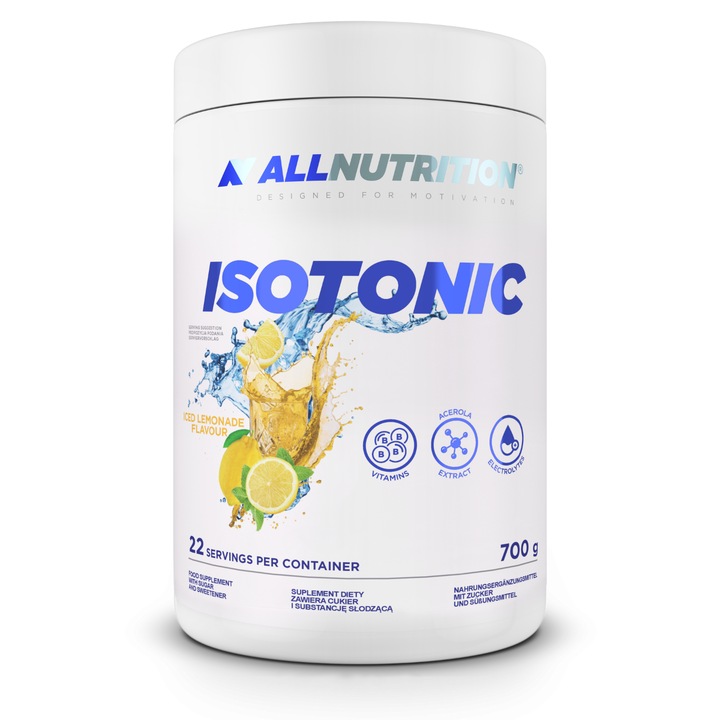 Pudra izotonica, ALLNUTRITION Isotonic, 700g, aroma Limonada inghetata, hidratea, completarea electrolitilor, glucoza, sodiul, potasiul, magneziul, calziul, vitaminele
