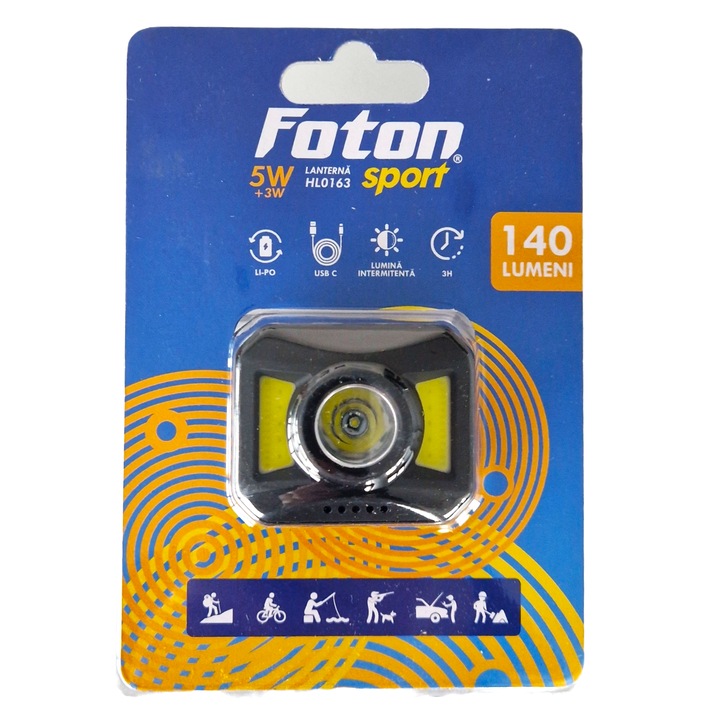 Мултифункционален преден фенер Foton Sport HL0163 USB-C, Li-Polymer