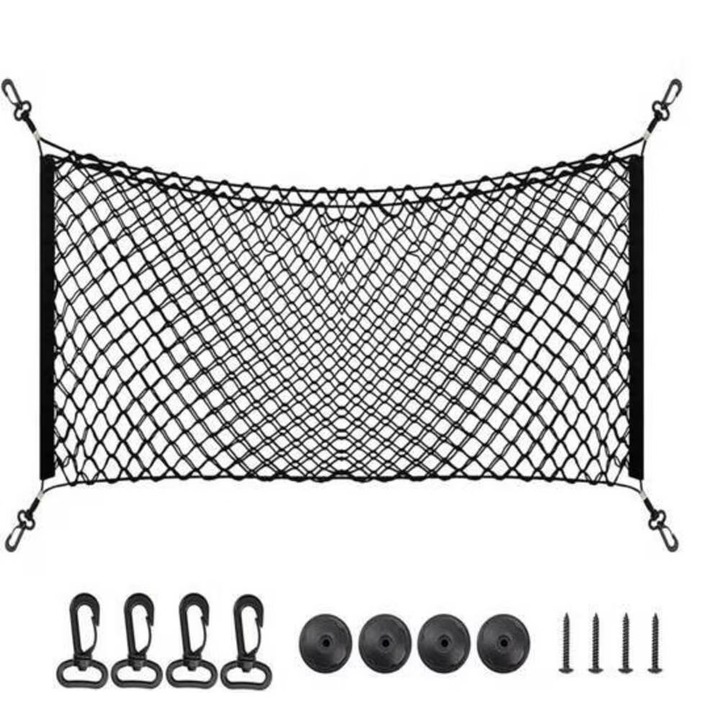 Plasa pentru portbagaj elastica, neagra, Anete®, dimensiuni de la 59 la 90 cm