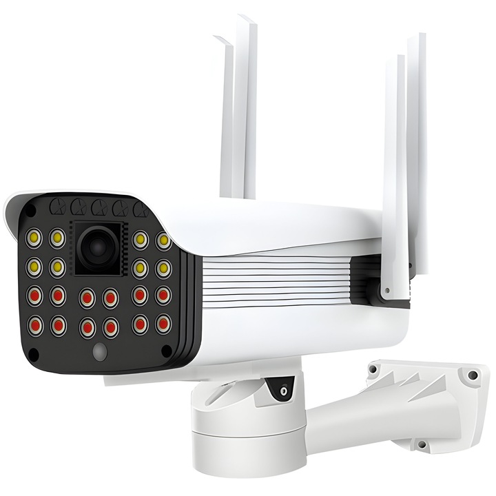 Камера за наблюдение, външна, нощно виждане, SD карта макс. 128GB, IP WiFi, 2MPx, HD 1080p, H.265, IR, 20 светодиода, IP66, бяла