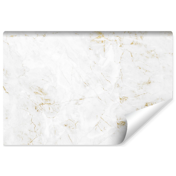Fehér, arany tapéta, márvány motívum, modern glamour stílusú, könnyen tisztítható, nappaliba, konyhába 135 cm x 90 cm hálószoba