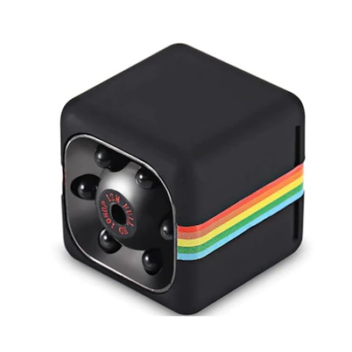 Мини шпионска камера за наблюдение, Full HD 1080p, с функция за видео и снимки, нощно виждане, включено USB зареждане и монтажна скоба, черна