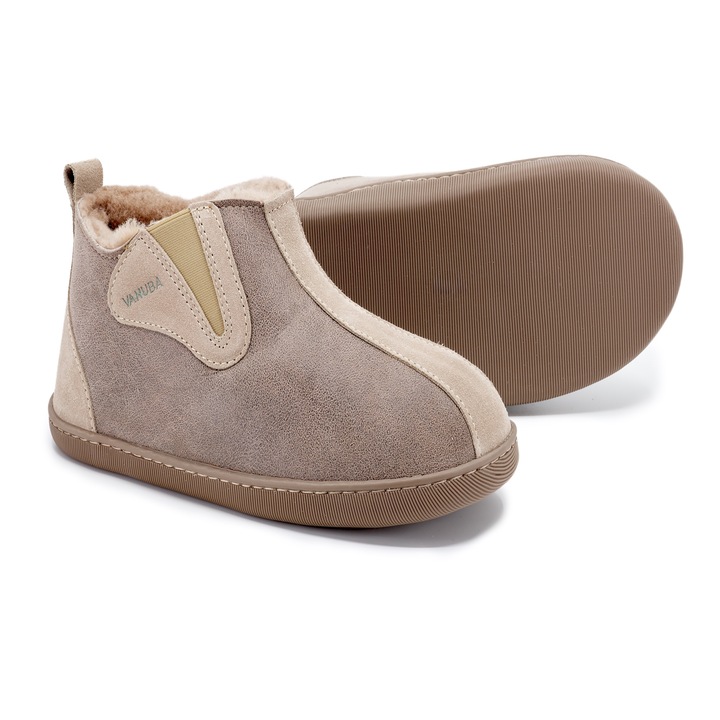 Papuci barbati Vanuba, Columbia, Piele/Lana, Bej, Bej