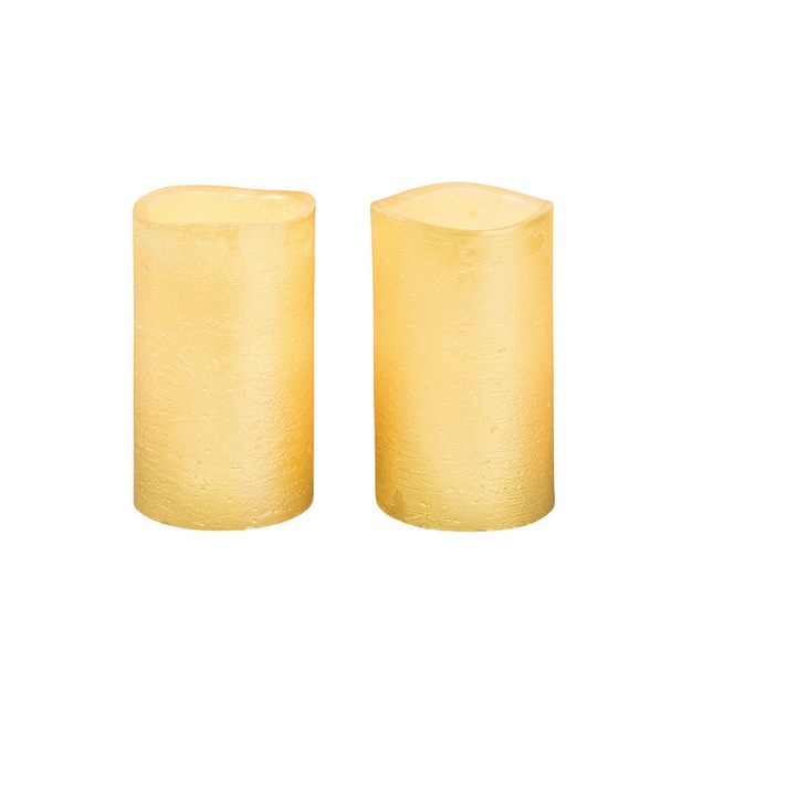 Set 2 lumanari decorative cu LED Livarno home, 8 x 13 cm, ceara reala, auriu