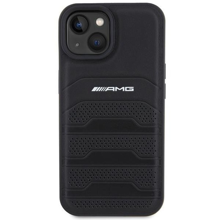 Carcasa Mercedes-Benz AMG Leather Debossed Lines compatibila cu iPhone 15 Black