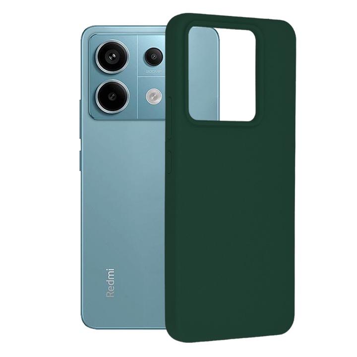 Калъф за телефон, съвместим с xiaomi redmi note 13 pro / poco x6 pro, анти-пръстови отпечатъци, вътрешност от микрофибър, допълнителна професионална камера, тъмнозелен