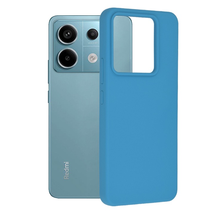 Калъф за телефон, съвместим с xiaomi redmi note 13 pro / poco x6 pro, анти-пръстови отпечатъци, вътрешност от микрофибър, допълнителна професионална камера, denim blue
