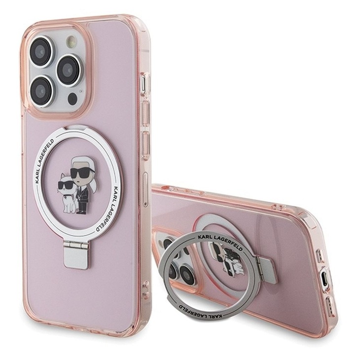 Eredeti tok KARL LAGERFELD KLHMP15XHMRSKCP for iPhone 15 Pro Max (Compatible with Magsafe / Ringstand KC / pink)