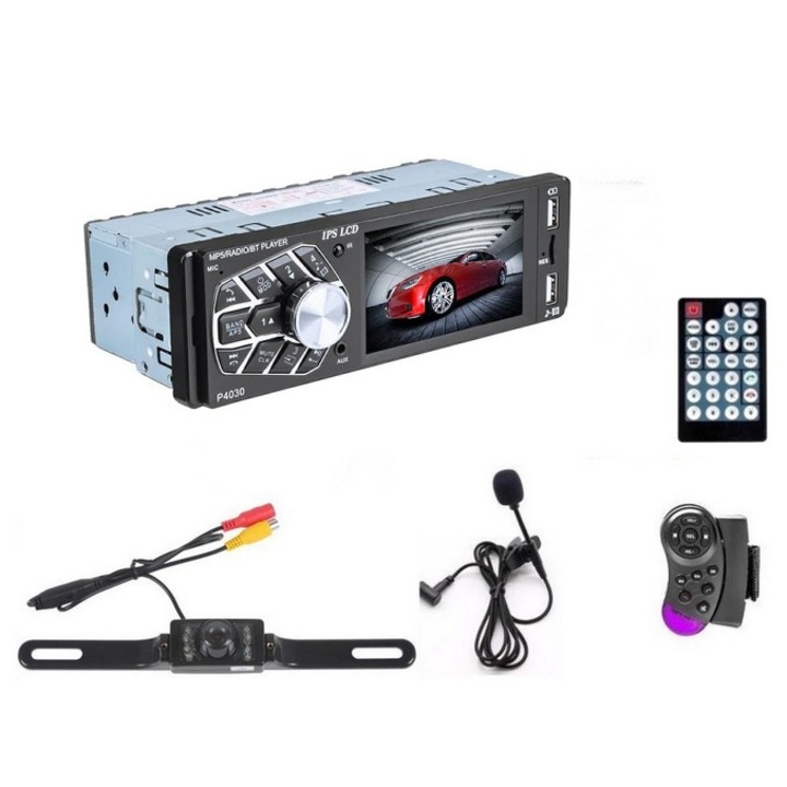 Multiplayer Car Stereo Radio Mp5 3501 Bluetooth 1 Din IR Comenzi Volan 2 x Usb Putere 4x50W Microfon si Camera Marsarier Senzor Imagine CMOS Prindere La Numarul De Inmatriculare
