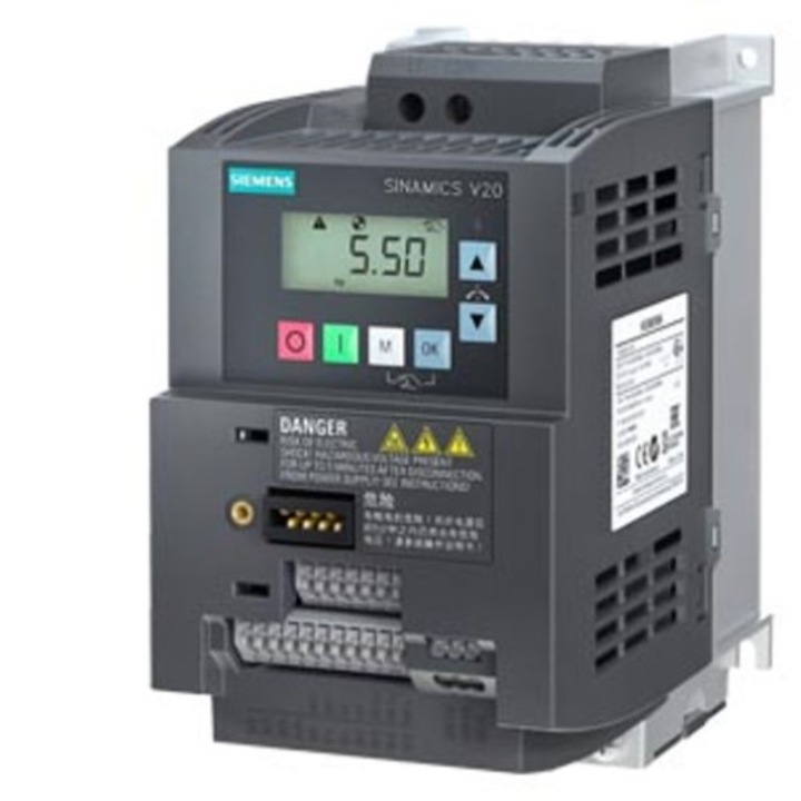 Convertizor de frecventa SIEMENS 6SL32105BB215BV1 sinamics V20 putere 1.5kW, 200 240V, 4di, 2do, 2ai, 1aq