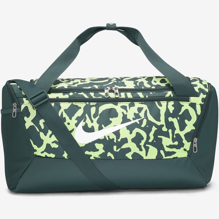 Geanta sport Nike Brasilia 9.5 S AOP, 41 litri, 51x28x28cm, verde