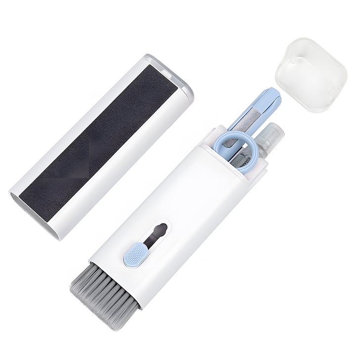 Kit de curatare tastatura electronica 7 in 1, Akimy, multifunctional, potrivit pentru tablete / laptop / telefoane / computere / ecrane, albastru