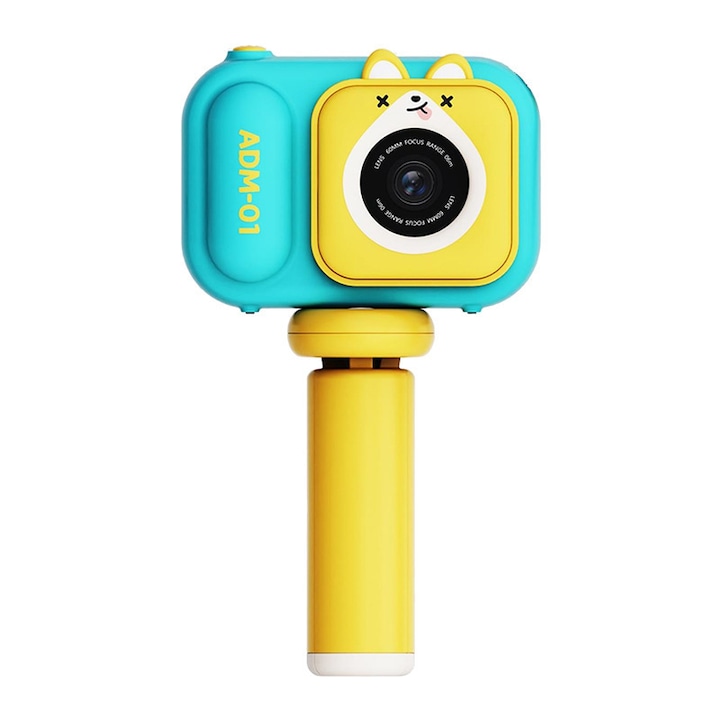 Camera Foto-Video Digitala Pentru Copii, IMODIX®, Trepied, 48 MP, Camera Selfie, Ecran 2.4 Inch, Foto-Video, Jocuri, Muzica, Baterie 600 mAh, Card SD 32Gb inclus, Turcoaz
