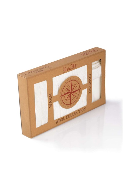 Кутия с чорапи и шал от мериносова вълна Warm, Бял, Бял