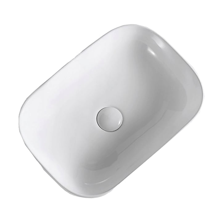 Lavoar pe blat, baie, ceramic, dreptunghi, modern si elegant, alb, Rebiko 46 cm x 33 cm x 14 cm