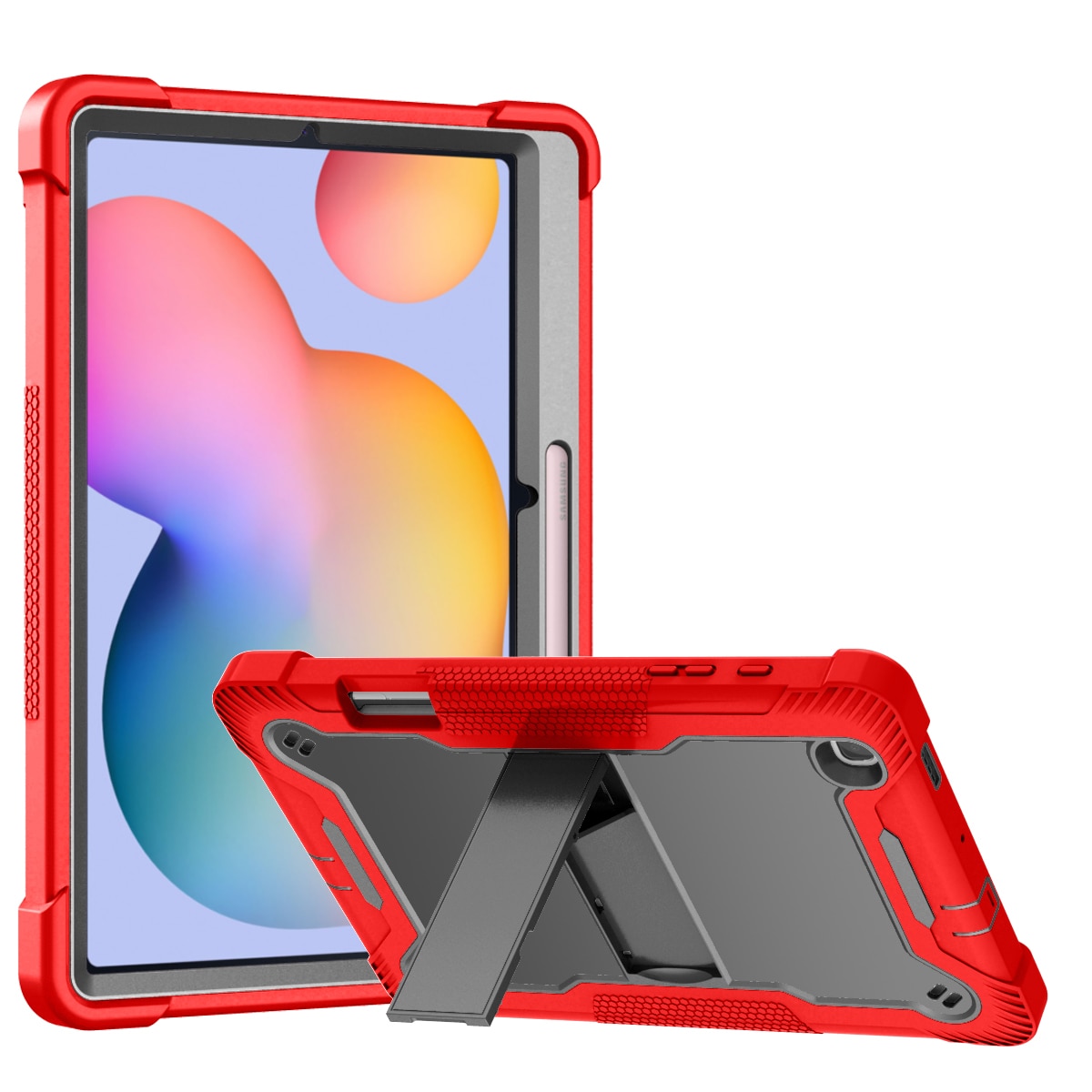 Husa integrala din silicon pentru tableta, rezistenta la socuri si caderi, compatibila cu Samsung Tab S6 Lite P610/P615/P613/P619 2022，Rosu