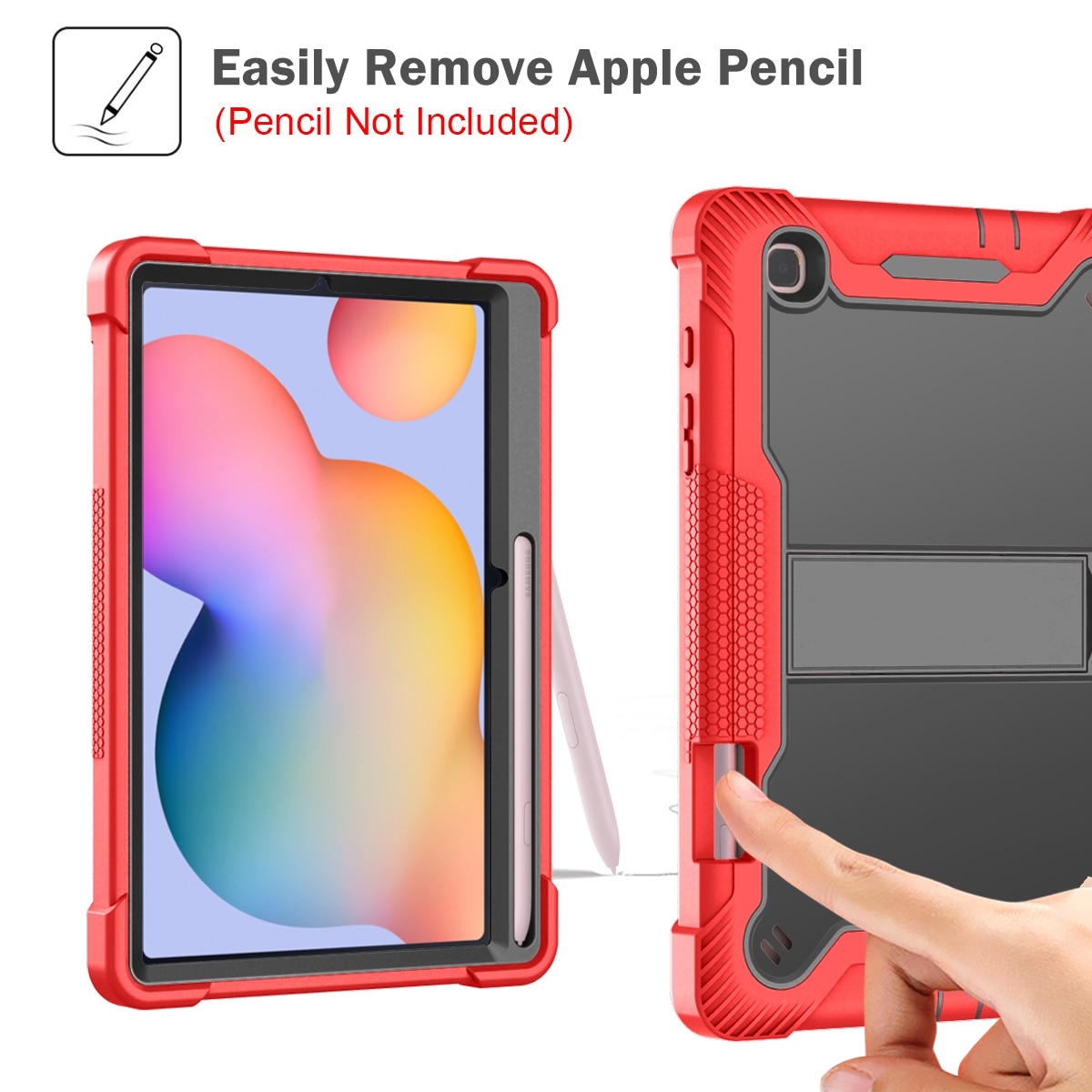 Husa integrala din silicon pentru tableta, rezistenta la socuri si caderi, compatibila cu Samsung Tab S6 Lite P610/P615/P613/P619 2022，Rosu