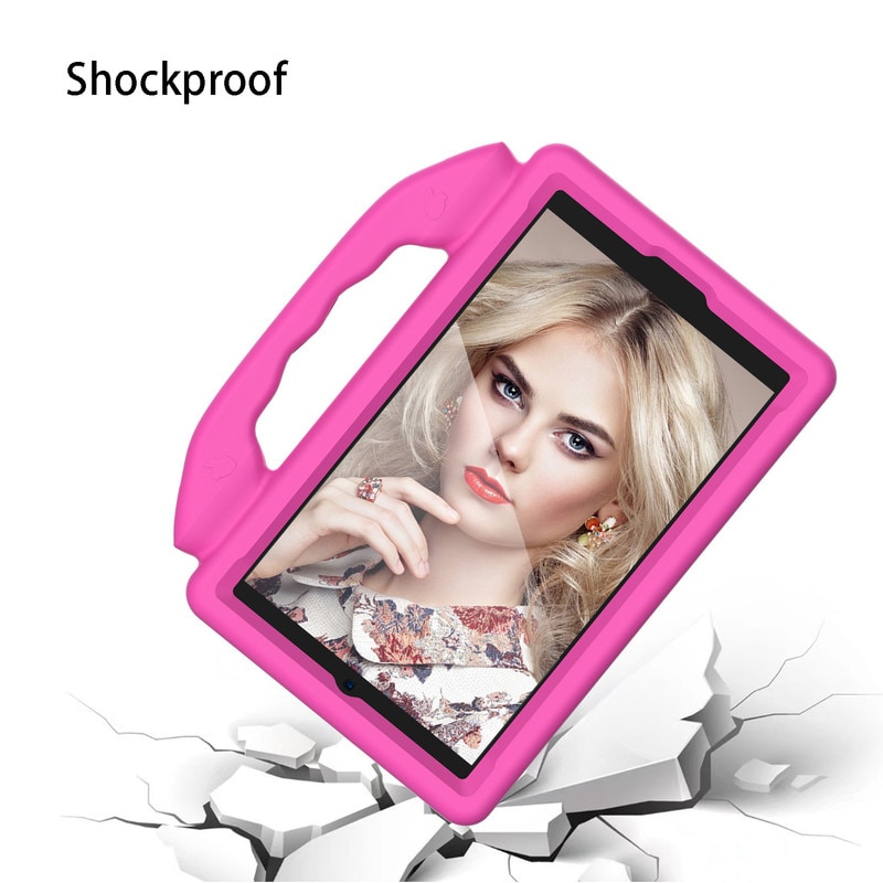 Husa protectie tableta pentru copii, JENUOS®, compatibila cu Samsung TAB A9 8.7 inch X110/X115/T220/T225/T290/T295, protectie silicon antisoc rezistenta la lovituri, Roz