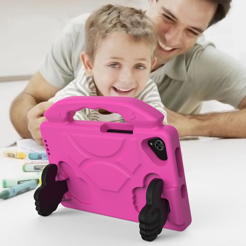 Husa protectie tableta pentru copii, JENUOS®, compatibila cu Samsung TAB A9 8.7 inch X110/X115/T220/T225/T290/T295, protectie silicon antisoc rezistenta la lovituri, Roz
