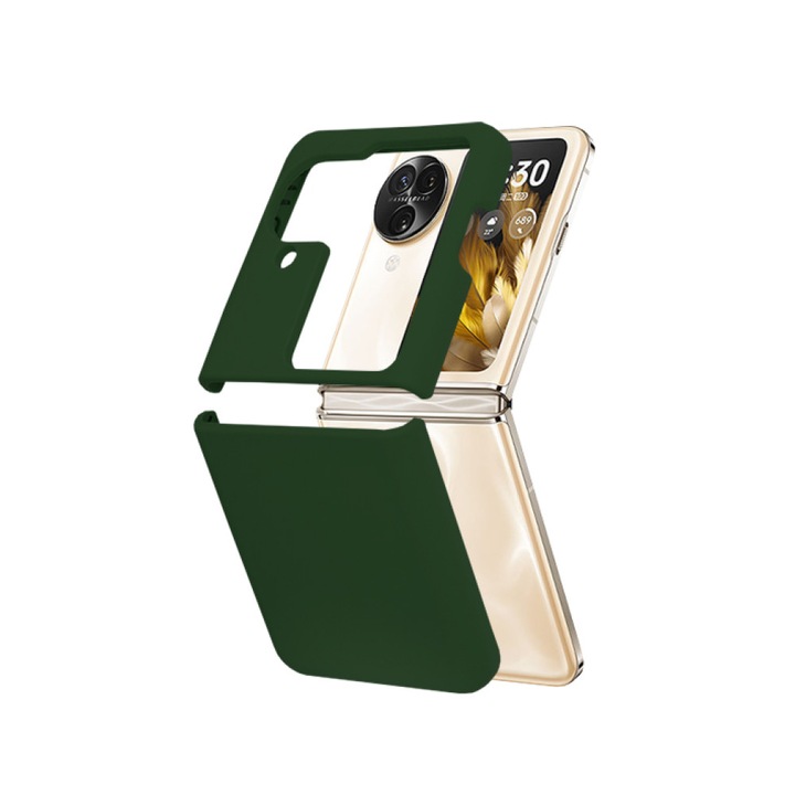 Съвместим калъф за телефон oppo find n3 flip, анти-пръстови отпечатъци, вътрешност от микрофибър, допълнителна професионална камера, тъмнозелен