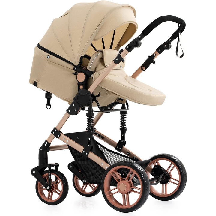 Бебешка количка 3 в 1 Преносима сгъваема поставка за бебешко шише Мултифункционална кремава бяла