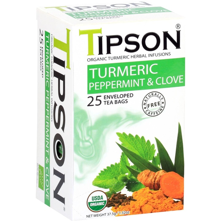 Ceai, Basilur, Organic Turmeric Peppermint & Clove, 25 plicuri, 37.5 g