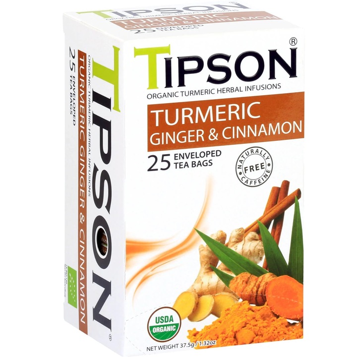 Ceai, Basilur, Organic Turmeric Ginger, 25 plicuri, 37.5 g
