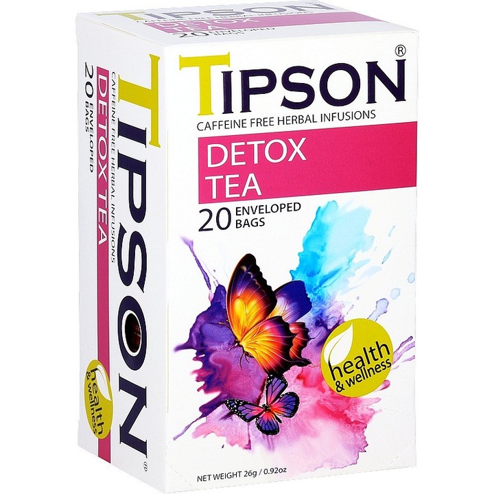 Ceai, Tipson, Health Tea, Detox, 20 pliculete, 26 g