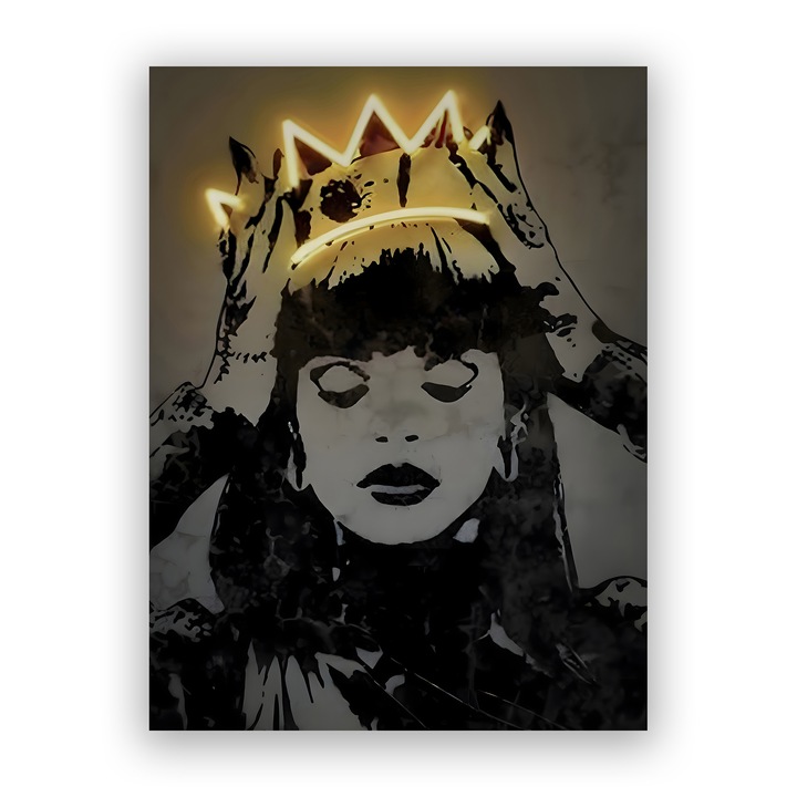 Първокласна картина на платно, LuxCanva® C1022, R&B музикална кралица Риана, 75 X 100 CM, 100% памучно платно 400g/m2, дървена рамка, цветове, кралица Риана, художник, музика, спалня, всекидневна, релаксация, живи цветове