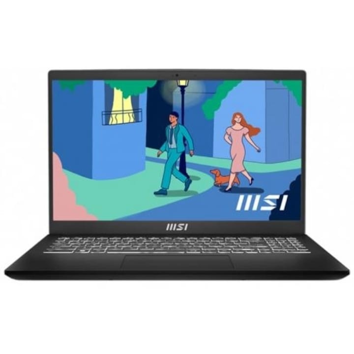 Laptop MSI Modern 15, 15.6" Full HD, Intel® Core™ i7 1255U pana la 4.7 GHz, 16 GB RAM DDR4 3200, 512 GB SSD, Intel Iris Xᵉ Graphics, Windows 11 Home, Black DDR4