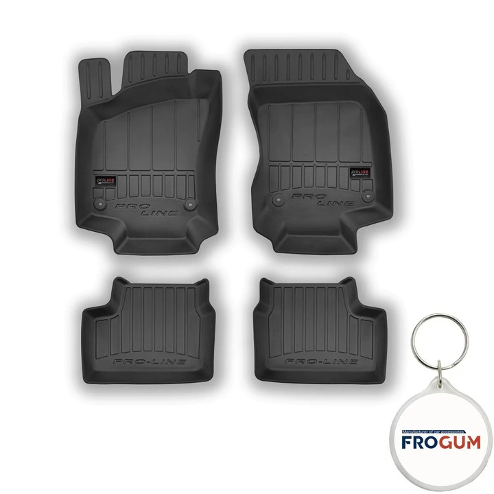 Set 4 covorase auto din cauciuc tip tavita ProLine 3D pentru Opel Astra H, caroserie Coupe, an fabricatie 2004 - 12.2014 si breloc Frogum