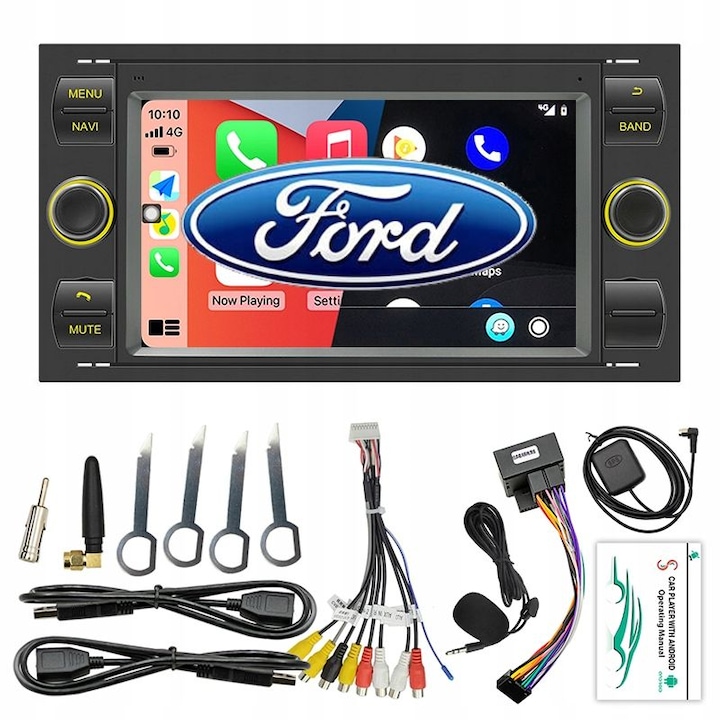 Navigáció Ford Fusion C-MAX S Focus Mondeo Kuga Galaxy, Android 13, Wireless Carplay és Android Auto, 2 GB RAM és 32 GB ROM, 7 hüvelykes IPS kijelző, Internet, alkalmazások, Wifi, Bluetooth