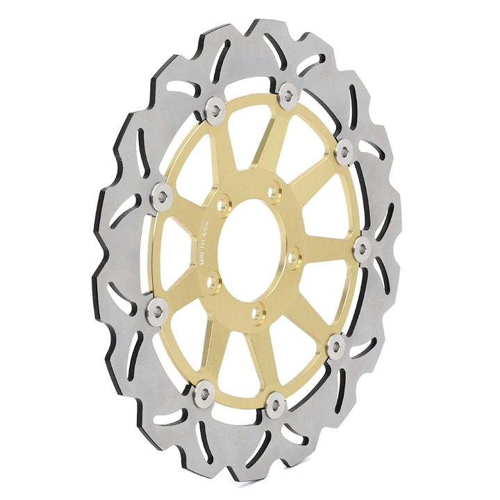 Ротор на спирачен диск, CNC, преден, алуминиева стомана, 2008-2012, златен