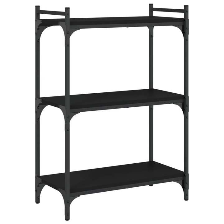 Biblioteca cu 3 niveluri vidaXL, negru, 60x30x86 cm, lemn prelucrat, 7.85 Kg