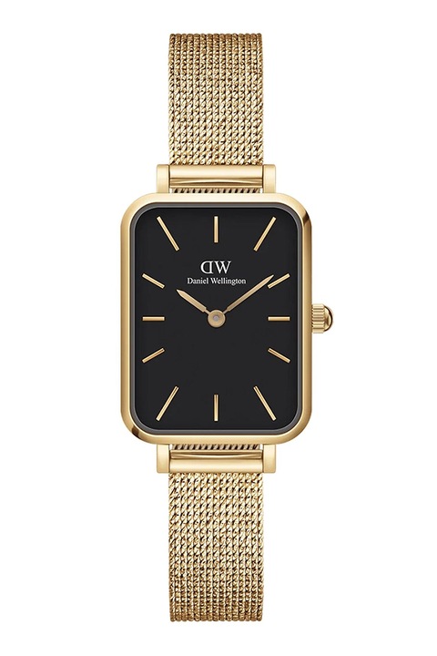 Daniel Wellington, Szögletes analóg karóra hálós szíjjal, Aranyszín, Fekete