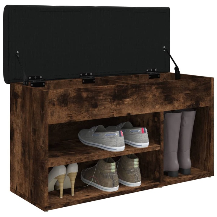 VidaXL füstös tölgy színű szerelt fa cipőtároló pad 82 x 32 x 45, 5 cm 15.7 kg