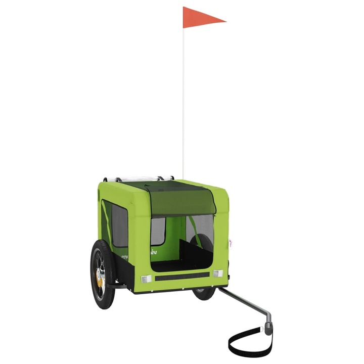 Remorca bicicleta animale companie vidaXL, verde/negru, oxford/fier, 120 x 54.5 x 53 cm, 5.94 kg