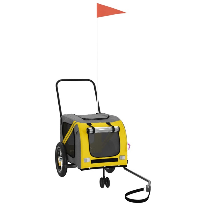 Remorca bicicleta animale companie vidaXL, galben/negru, oxford/fier, 122 x 52 x 53 cm, 6.75 kg