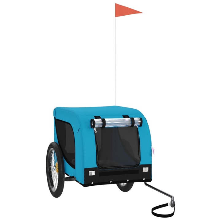 Remorca bicicleta animale companie vidaXL, albastru/negru, oxford/fier, 133 x 69 x 73.5 cm, 7.9 kg