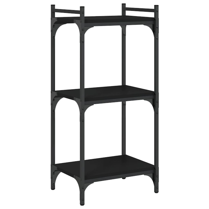 Biblioteca cu 3 niveluri vidaXL, negru, 40x30x86 cm, lemn prelucrat, 5.6 Kg
