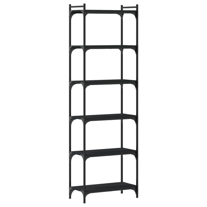Biblioteca cu 6 niveluri vidaXL, negru, 60x30x188 cm, lemn prelucrat, 16.3 Kg