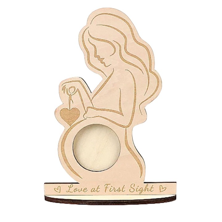 Рамка за снимка в чест на раждането на бебето, ултразвук, дърво, кафяво