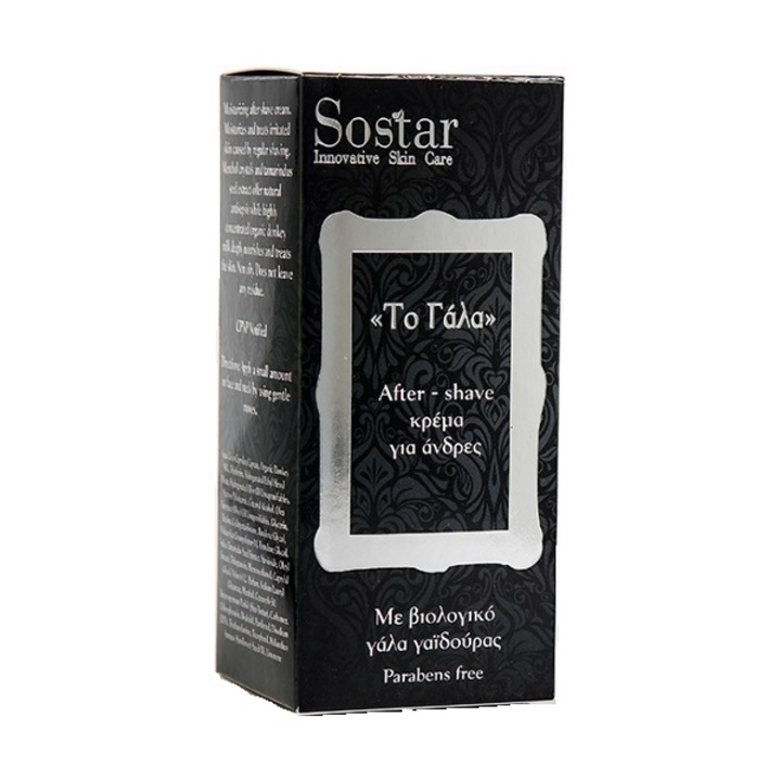 After shave Sostar, lapte de magarita organic, 50 ml, negru
